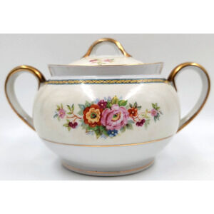 Noritake Sugar Bowl N23 Pattern Gold Trim Floral 1970's
